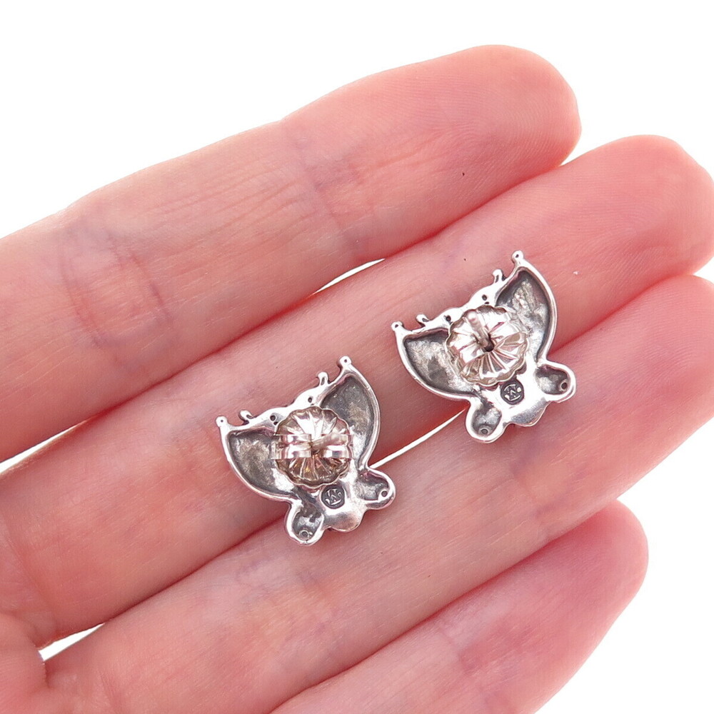 Carolyn Pollack American West 925 Sterling Vintage Rhodonite Butterfly Earrings - Picture 2 of 7